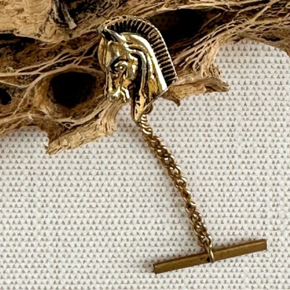 Vintage Gold Horse Tie Tack, Cowboy Groom Accessory